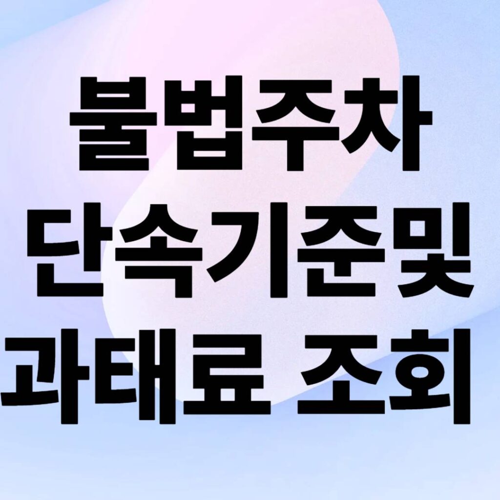 2025년 불법주차 단속 기준 및 과태료 총정리