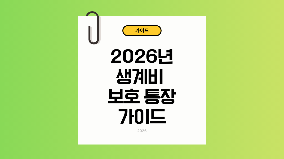 생계비 보호 계좌 압류방지통장 신청 조건