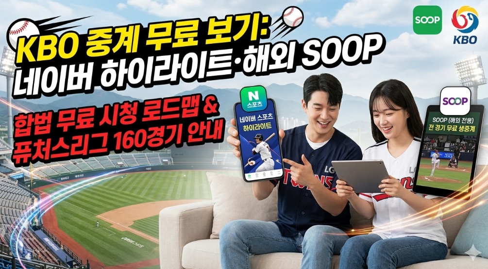 KBO 중계 무료 시청 가이드｜네이버 하이라이트·SOOP 해외 풀경기 및 퓨처스리그 160경기 무료 안내 총정리