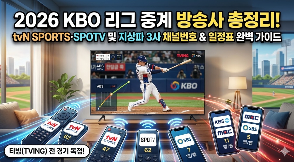 KBO 중계 방송사 tvN S SPOTV 완벽 정리｜지상파 3사 주말 일정 및 케이블 채널번호 총정리
